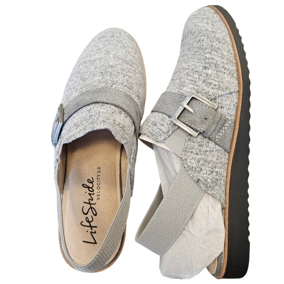 Lifestride Velocity 2.0 Zaida Light Gray Slingback Flats Mules NEW Womens - Picture 5 of 7